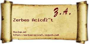 Zerbes Acicét névjegykártya